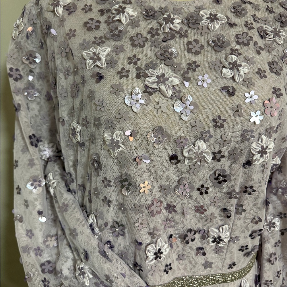 Mac Duggal Lavender Sequin Floral Gown size 14 NWT $698 - Picture 4 of 12